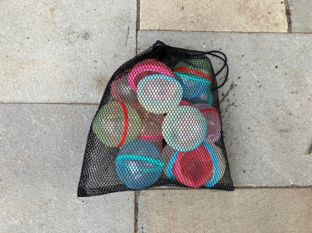 reusable water balloons in mesh bag