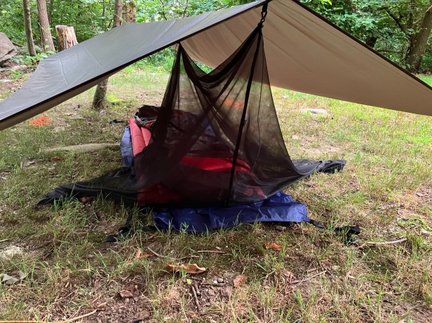 YAMA Mountain Gear Bug Canopy under a tarp